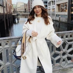 ZARA WOOL BLEND BELTED COAT NWT